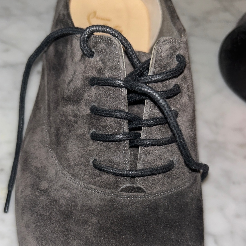 Christian Louboutin Men's Dark Gray Suede Oxfords with Red Soles Sz 41 1/2 - Picture 7 of 10
